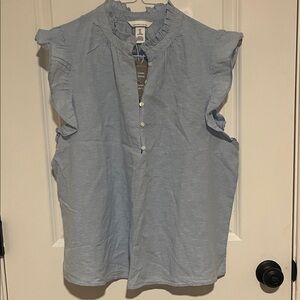 H&M Light Blue Ruffled Sleeveless Top